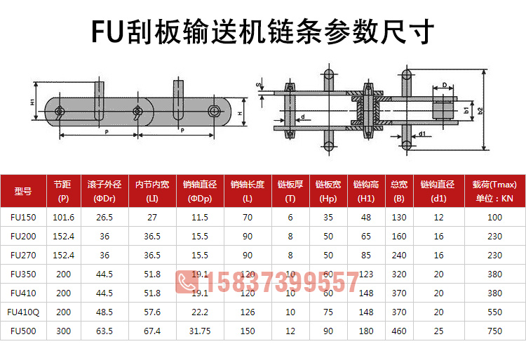 FU刮板輸送機鏈條技術參數